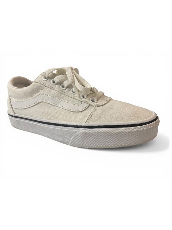 Vans Shoes - Vans Old Skool White Canvas Sneakers Womens 6 Off White Low Top Casual